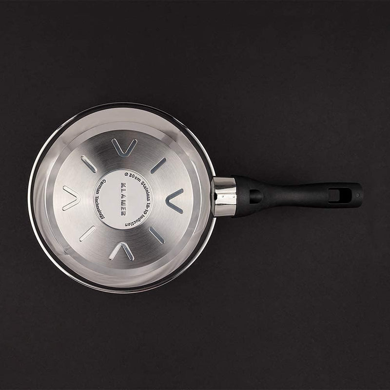 Profi Edelstahl-Bratpfanne 20cm von hoher Qualität mit Antihaftbeschichtung und Aluminiumkern.