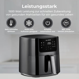 Heißluftfritteuse XL 5L mit Sichtfenster, 1500 Watt Leistung, schnelle Zubereitung gesunder Mahlzeiten, intuitive Bedienung