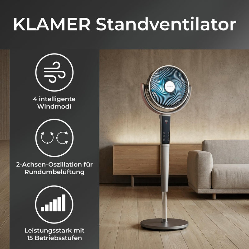 KLAMER 3D Standventilator Grau – Bild 2