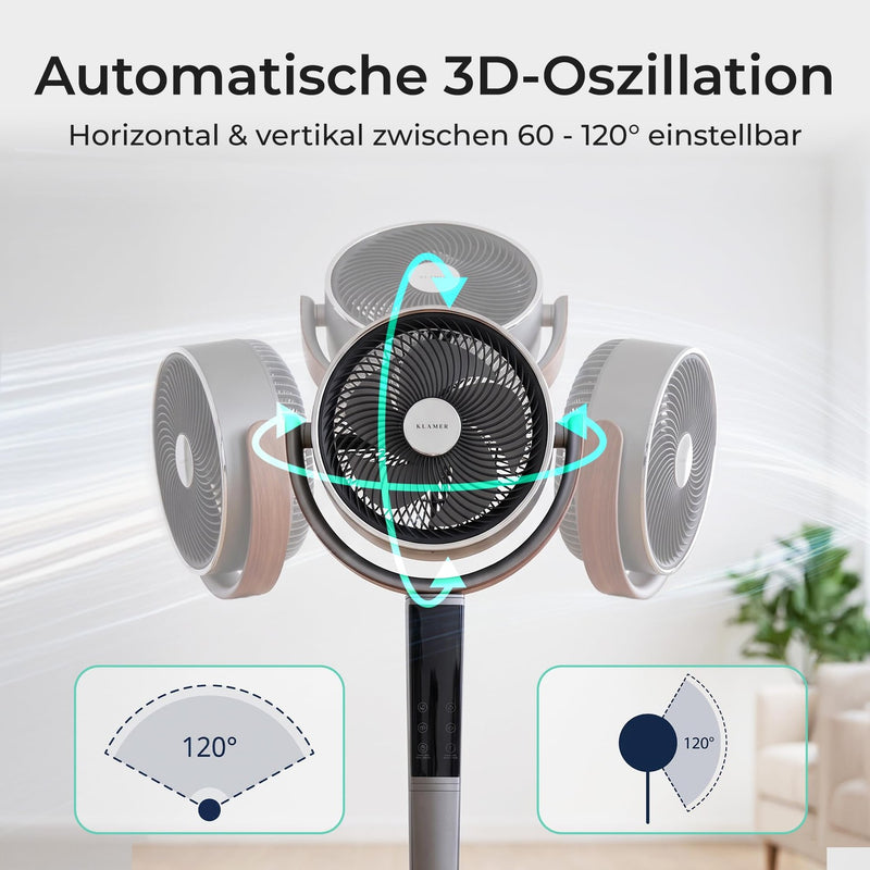 KLAMER 3D Standventilator Grau – Bild 4
