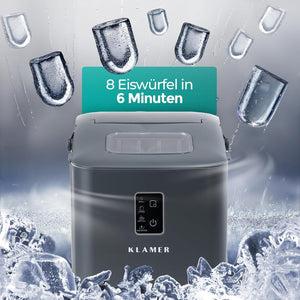 Eiswürfelmaschine Kompakt mit 8 Eiswürfeln in 6 Minuten und frischem Eis