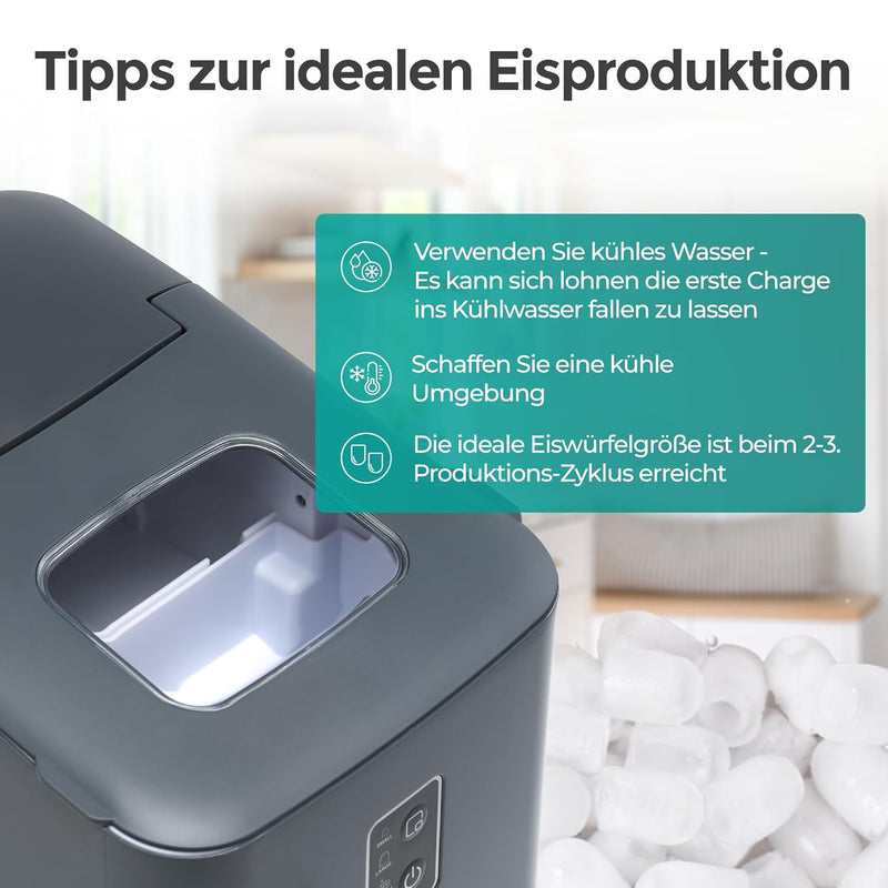 Tipps zur idealen Eisproduktion mit der Eiswürfelmaschine Kompakt für maximalen Eisgenuss.