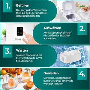 Eiswürfelmaschine Kompakt Bedienungsanleitung: Befüllen, Auswählen, Warten, Genießen
