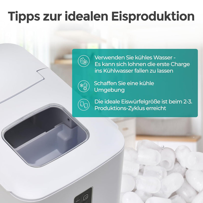 Tipps zur idealen Eisproduktion mit der Eiswürfelmaschine Kompakt für optimale Ergebnisse.