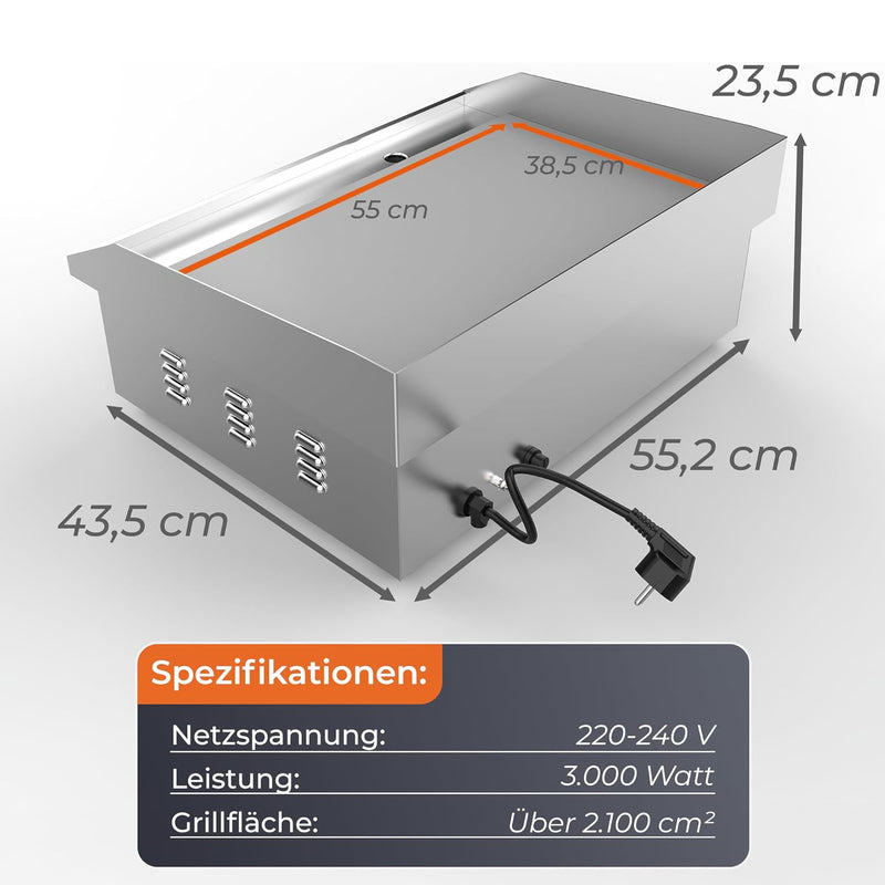 Elektrogrill Edelstahl 3000