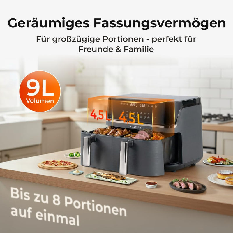 Heißluftfritteuse Duo 9L