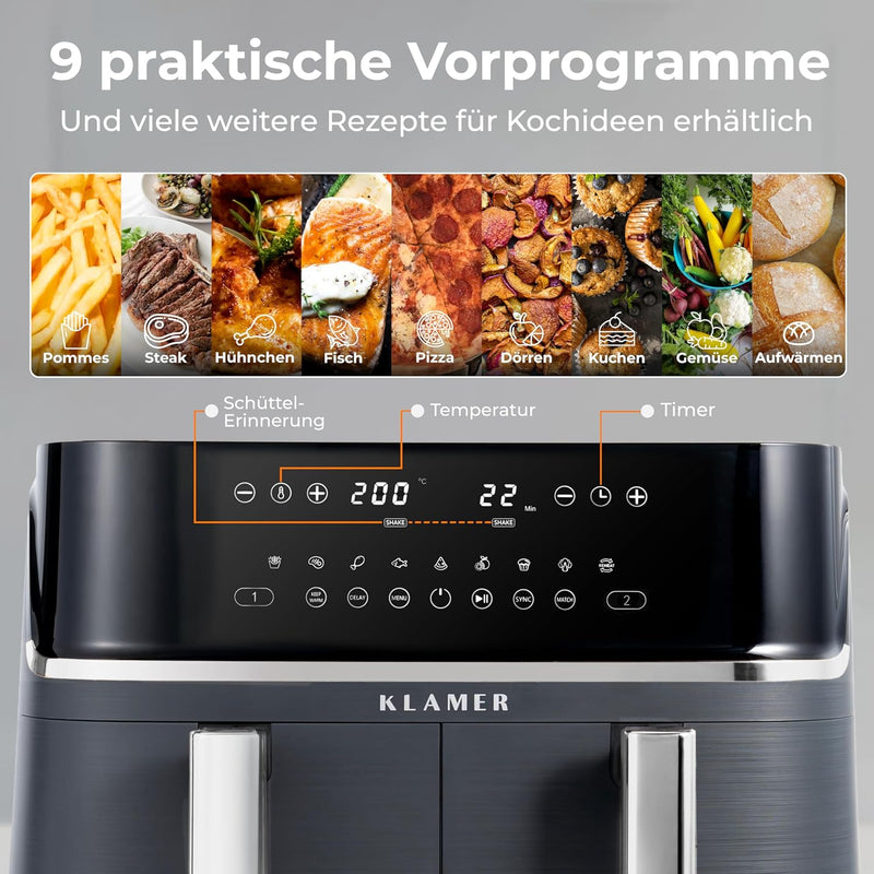 Heißluftfritteuse Duo 9L