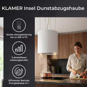 KLAMER Inselabzugshaube Weiß – Bild 2