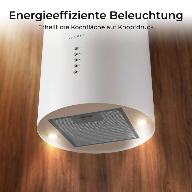 KLAMER Inselabzugshaube Weiß – Bild 5