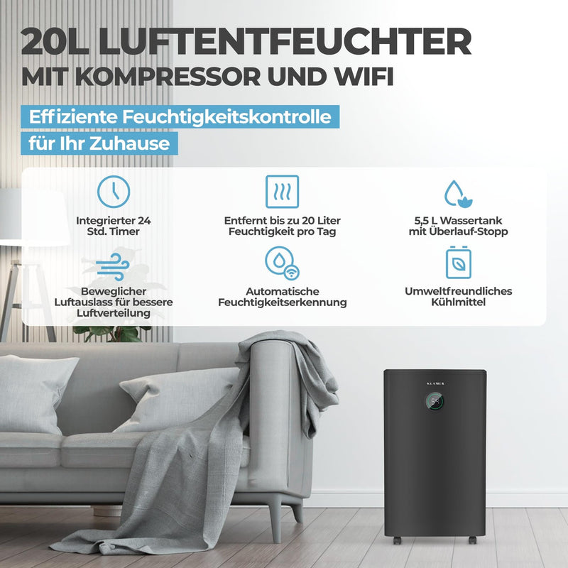 KLAMER Luftentfeuchter 20L (HEPA) – Bild 2