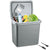 Kühl + Wärmebox 25L mit geöffnetem Deckel, gefüllt mit Getränken und Obst.