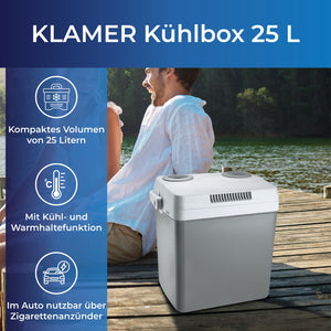 Kühl + Wärmebox 25L mit Kühl- und Warmhaltefunktion, ideal für unterwegs am See.