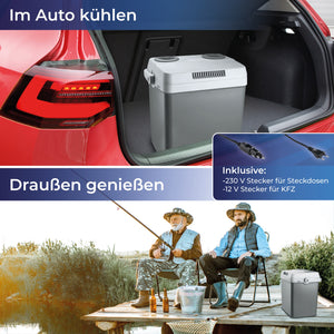Kühl + Wärmebox 25L: Kühlung im Auto und beim Angeln, inklusive 230 V und 12 V Stecker.