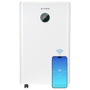 Luftentfeuchter 20/25L Wifi mit App-Steuerung und digitalem Display für effiziente Luftentfeuchtung.