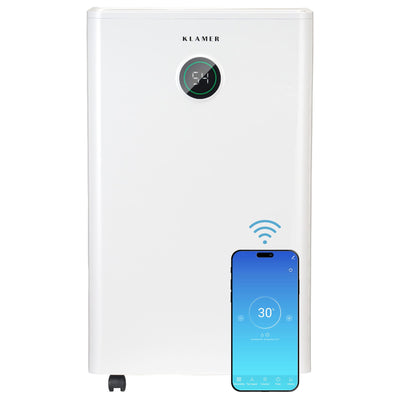 Luftentfeuchter 20/25L Wifi mit App-Steuerung und digitalem Display für effiziente Luftentfeuchtung.
