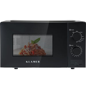 Mikrowelle KLAMER mit 20 Litern, 700 Watt und Grillfunktion für knusprige Gerichte.