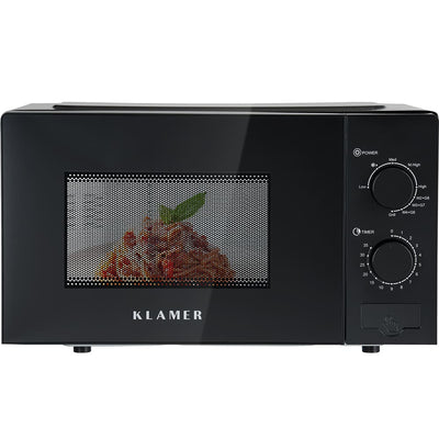 Mikrowelle KLAMER mit 20 Litern, 700 Watt und Grillfunktion für knusprige Gerichte.