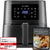 Heißluftfritteuse XL 5.5L Schwarz mit digitaler LED-Anzeige und Rezeptbuch, hochwertige Leistung.