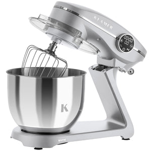 Küchenmaschine in silber mit 1800 Watt Motor und Edelstahl-Rührschüssel, ideal für Großfamilien.