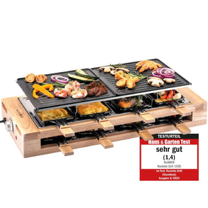 Raclette Grill für 8 Personen mit Grillplatte und Raclettepfannen, ideal für gesellige Abende