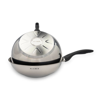 Profi Edelstahl-Wok 28cm, hochwertiger Wok aus Edelstahl mit Antihaftbeschichtung und optimaler Wärmeleitung.