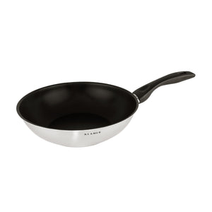 Profi Edelstahl-Wok 28cm aus Edelstahl mit Antihaftbeschichtung für perfekte Brateigenschaften.