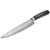 Damast Chefmesser 20cm mit schwarzem Griff und geschwungener Klinge aus japanischem Damaszener Stahl.