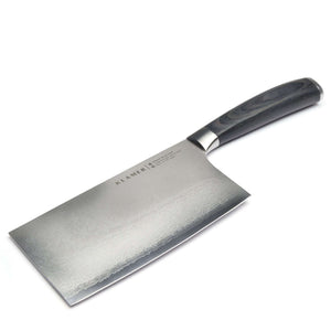 Damast Hackmesser 16cm aus japanischem Damaststahl, ideal zum Schneiden und Hacken von Fleisch, Fisch, Obst und Gemüse.