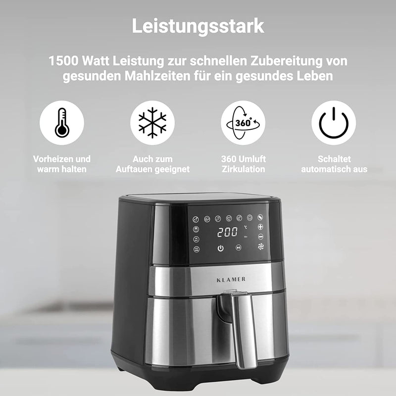 Heißluftfritteuse Kompakt 3.5L mit 1500 W Leistung für gesunde Mahlzeiten und einfache Bedienung